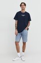 Bavlněné tričko Tommy Jeans DM0DM18569 námořnická modř SS24