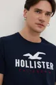 tmavomodrá Bavlnené tričko Hollister Co.