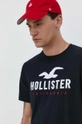 Βαμβακερό μπλουζάκι Hollister Co. μαύρο