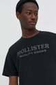 μαύρο Βαμβακερό μπλουζάκι Hollister Co.