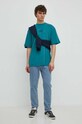 Tommy Jeans tricou din bumbac DM0DM18663 turcoaz SS24