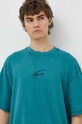 Tommy Jeans tricou din bumbac turcoaz DM0DM18663