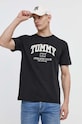 Bavlněné tričko Tommy Jeans černá DM0DM18557