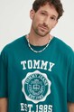 Tommy Jeans t-shirt bawełniany turkusowy DM0DM18560