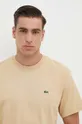 beżowy Lacoste t-shirt bawełniany