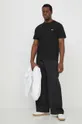 Bombažna kratka majica Lacoste črna