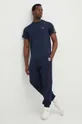 Βαμβακερό μπλουζάκι Lacoste σκούρο μπλε