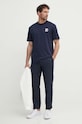 Памучна тениска Lacoste TH0133 тъмносин SS24