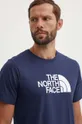 темно-синій Бавовняна футболка The North Face M S/S Easy Tee