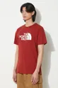 burgundia The North Face tricou din bumbac M S/S Easy Tee
