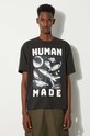 Βαμβακερό μπλουζάκι Human Made Graphic κανονικό μαύρο HM27TE014