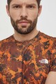 The North Face t-shirt sportowy Reaxion Amp Crew brązowy NF0A8874WKO1