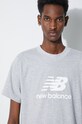Bavlněné tričko New Balance MT41502AG MT41502AG šedá