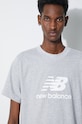 Bavlnené tričko New Balance Essentials Cotton MT41502AG sivá
