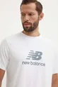 λευκό Βαμβακερό μπλουζάκι New Balance Essentials Cotton