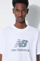 alb New Balance tricou din bumbac Essentials Cotton