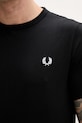 Bavlněné tričko Fred Perry Ringer T-Shirt M3519.102 černá