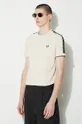 beige Fred Perry t-shirt in cotone Contrast Tape Ringer T-Shirt