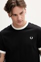 Fred Perry t-shirt bawełniany Taped Ringer czarny M4620.102