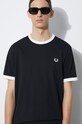 Fred Perry t-shirt bawełniany Taped Ringer M4620.102 czarny