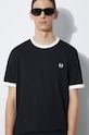 Fred Perry t-shirt bawełniany Taped Ringer M4620.102 czarny