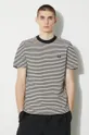 beżowy Fred Perry t-shirt bawełniany Fine Stripe Heavy Weight Tee