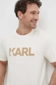 beżowy Karl Lagerfeld t-shirt bawełniany Męski