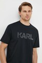 Bavlněné tričko Karl Lagerfeld kulatý černá 241M2102