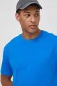 niebieski New Balance t-shirt bawełniany MT41533BUL
