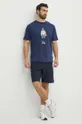 Βαμβακερό μπλουζάκι New Balance μπλε