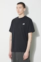 Βαμβακερό μπλουζάκι New Balance Small Logo μαύρο MT41509BK