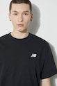 Βαμβακερό μπλουζάκι New Balance Small Logo MT41509BK μαύρο