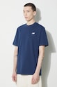 Памучна тениска New Balance Small Logo тъмносин MT41509NNY