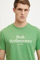 Bombažna kratka majica Peak Performance zelena G79567