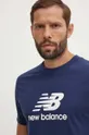 Bombažna kratka majica New Balance Sport Essentials mornarsko modra