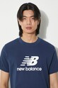 New Balance t-shirt bawełniany Sport Essentials MT41502NNY granatowy