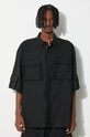 Μάλλινο πουκάμισο 032C Tailored Flap Pocket Shirt μαύρο SS24.W.0060