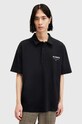 Хлопковое поло AllSaints UNDERGROUND SS POLO хлопок чёрный M047PA