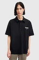 AllSaints polo de bumbac UNDERGROUND SS POLO print negru M047PA