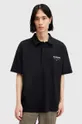 μαύρο Βαμβακερό μπλουζάκι πόλο AllSaints UNDERGROUND SS POLO Ανδρικά