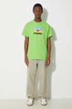 Бавовняна футболка PLEASURES Cmyk T-Shirt P24SP051.LIME зелений SS24