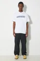 Engineered Garments tricou din bumbac Printed Cross Crew Neck T-shirt alb