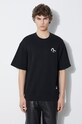 Odzież Evisu t-shirt bawełniany Evisu & Wave Print SS Sweatshirt 2ESHTM4WS7058 czarny