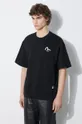 czarny Evisu t-shirt bawełniany Evisu & Wave Print SS Sweatshirt