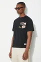 μαύρο Βαμβακερό μπλουζάκι Evisu Seagull Emb + Brocade Pocket