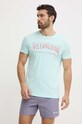 Vilebrequin tricou din bumbac THOM THOAP349 turcoaz SS24