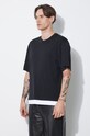Neil Barrett tricou din bumbac Slim Dropped Shoulder Bicolor negru MY70266A.Y521.524N
