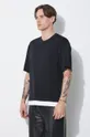 czarny Neil Barrett t-shirt bawełniany Slim Dropped Shoulder Bicolor