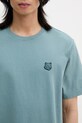Maison Kitsuné t-shirt bawełniany Bold Fox Head Patch Comfort Tee Shirt turkusowy MM00127KJ0118