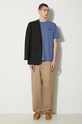 Maison Kitsuné cotton t-shirt Handwriting Comfort Tee Shirt MM00126KJ0118 blue AA00